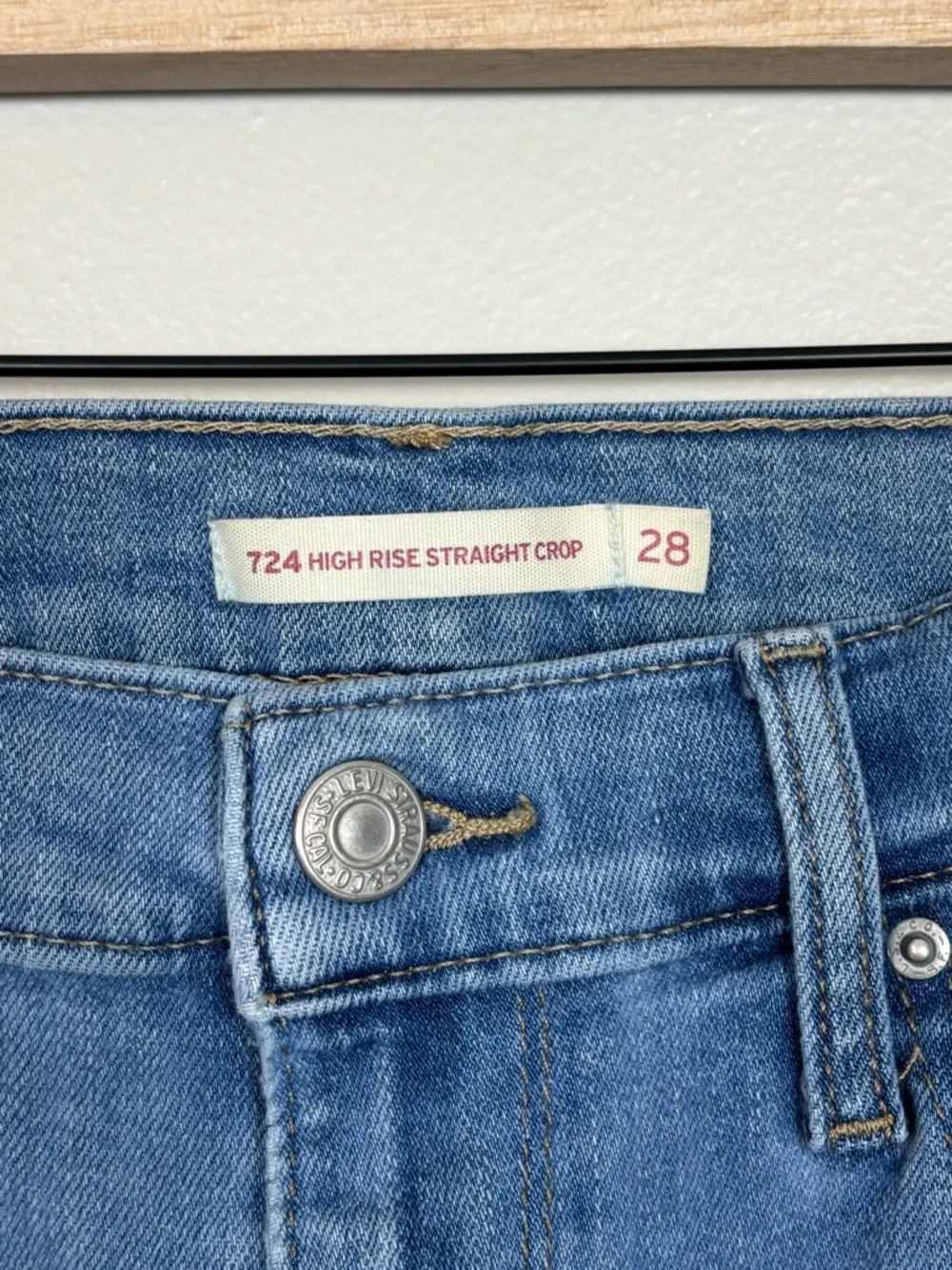 Leivi Strauss Jeans Womens 28 Blue‎ 724 High Rise Straight Crop Red Tab Denim